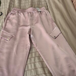 Express Light Pink Satin Joggers